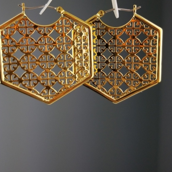 Tory Burch Jewelry - Tory Burch Perforated Logo Hoop Earrings